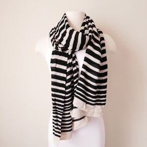 Striped Scarf, Black and Beige